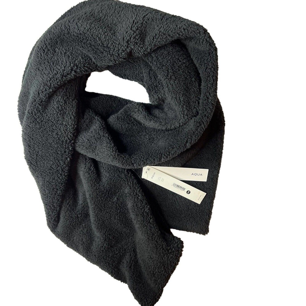 Aqua Sherpa & Teddy Faux Fur Scarf‎ Black New